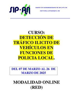 Detección De Tráfico Ilicito De Vehículos En Funciones De Policia Local Sinpr