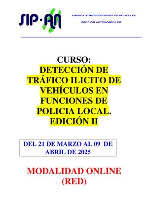 Detección De Tráfico Ilicito De Vehículos En Funciones De Policia Local Sinpr