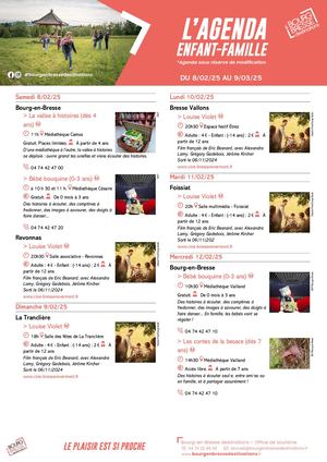 Agenda Enfants Familles Du 8 Février Au 9 Mars 2025 Toutes Zones