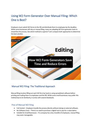 Using W2 Form Generator Over Manual Filing