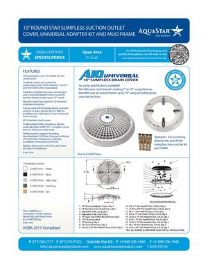 A10RCFRxxx - 10'' Round Star Sumpless Suction Outlet Cover Universal Adapter Kit And Mudframe