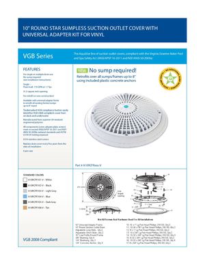 A10RCFRxx-V_10'' Round Star Sumpless Suction Outlet Cover Universal Adapter Kit And Mudframe For Vinyl