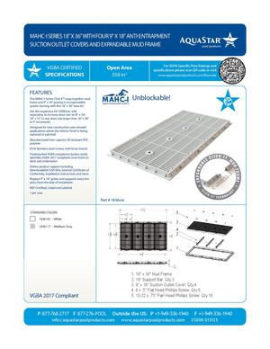 1836xxx - 18'' X 36'' With Four 9'' X 18'' Anti Entrapment Suction Outlet Covers And Expandable Mud Frame