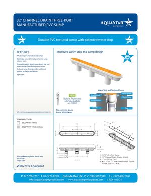 32CDPKxxx - 32'' Channel Drain Three Port Manufactured PVC Sump