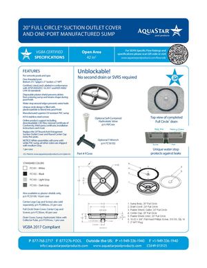FCxxx - 20'' Full Circle Suction Outlet Cover And One Port Manufactured Sump