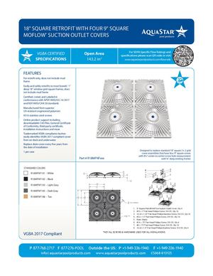 R18MFNFxxx - 18'' Retrofit Square Mud Frame With Four 9'' Square Moflow Suction Outlet Covers