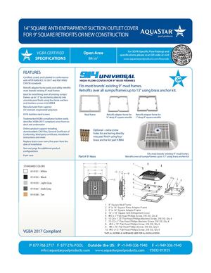 914xxx - 14'' Square Anti Entrapment Suction Outlet Cover