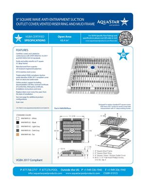 WAV9WRxxx - 9'' Square Wave Anti Entrapment Suction Outlet Cover