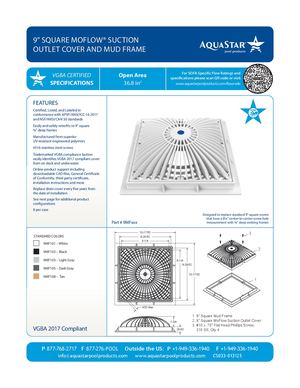 9MFxxx - 9'' Square Moflow Suction Outlet Cover