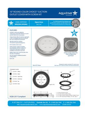 CC10xxx - 10'' Round Color Choice Suction Outlet Cover With Screw Kit Cut Sheet