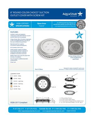 CC8xxx - 8'' Round Color Choice Suction Outlet Cover With Screw Kit Cut Sheet