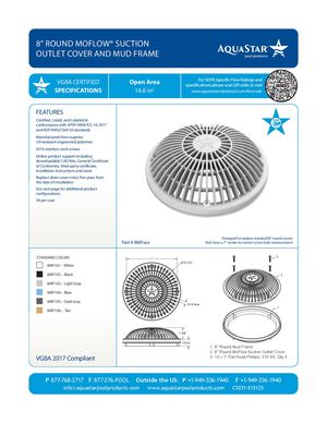 8MFxxx - 8'' Round Moflow Suction Outlet Cover
