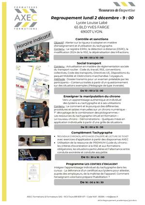 Programme du regroupement - Lyon 2 décembre