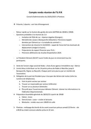 Compte Rendu Du 20 01 2025