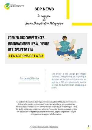 Article Magali Thiebaut Former Aux Compétences Informationnelles à L’heure De L’apc Et De L’ia