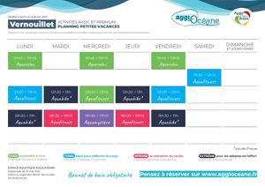 Vernouillet - planning AquaFitness petites vac scolaire 2023-2024