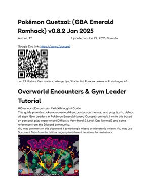 Pokémon Quetzal (Emerald) Encounters And Tutorial