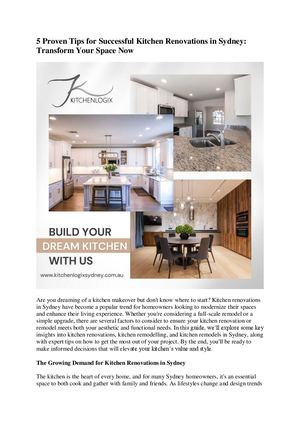 5 Proven Tips For Successful Kitchen Renovations In Sydney