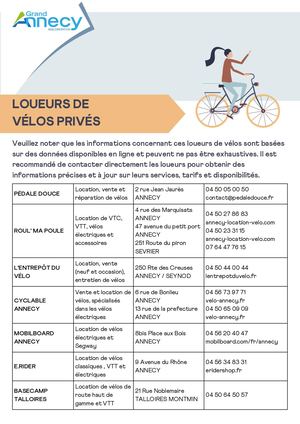 Loueurs Vélos privés du Grand Annecy