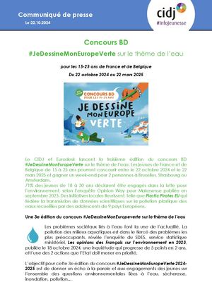Communiqué CIDJ Je Dessine Mon Europe Verte 2025