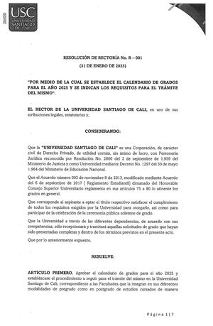 Calendario de Grados Usc 2025