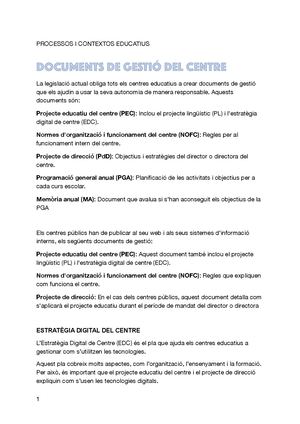 Documents De Gestió Del Centre