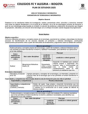 7 Plan De Estudios Tecnología 2025