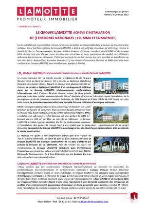 Lamotte achève l'installation de 3 enseignes nationales à Nantes - 26 mars 2015