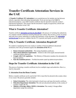 Transfer certificate attestation services in the UAE