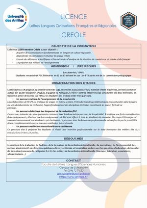 Licence Créole 2022