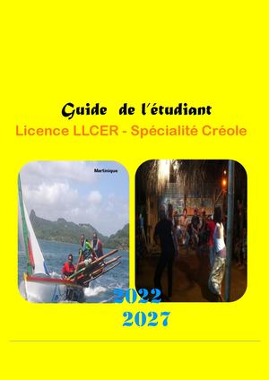 Guide Licence Creole 2022 2027