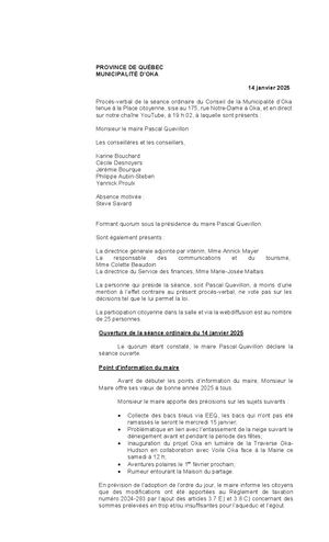 2025-01-14 - Séance ordinaire