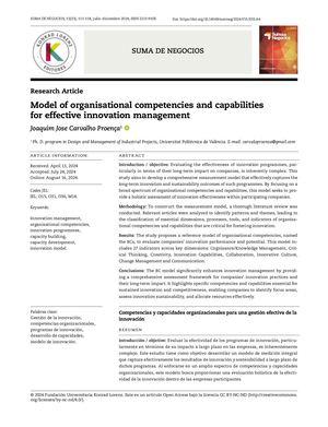 Model Of Organisational Competencies And Capabilities For Effective Innovation Management