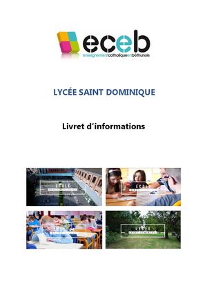Livret d'informations pour le Lycée