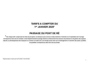 Règlement 2025 - Passage du pont de Ré