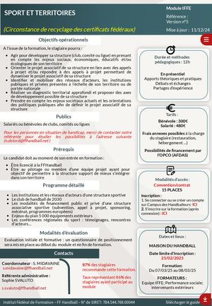 Formation Sport Et Territoires