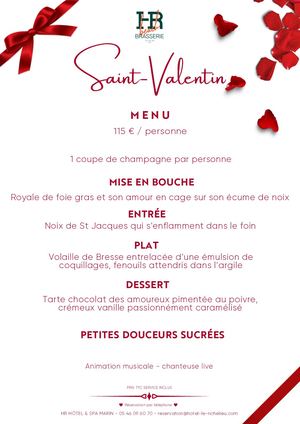 Menu Saint-Valentin 2025 - HR Beach Brasserie