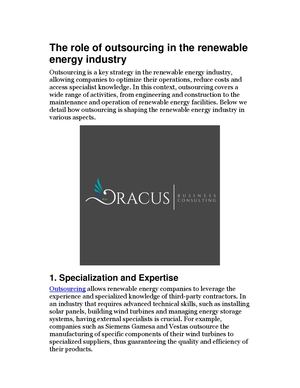 The Role Of Outsourcing In The Renewable Energy Industry