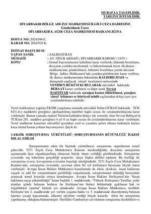 Av. Onur Akdağ - İstinaf Başvurusu - Salim Gürkan