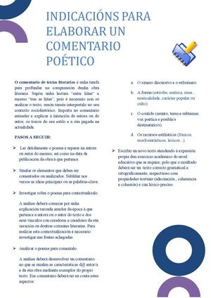 Indicacións Para Comentario Poético