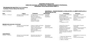 Planificación 2° Semana De Capacitación