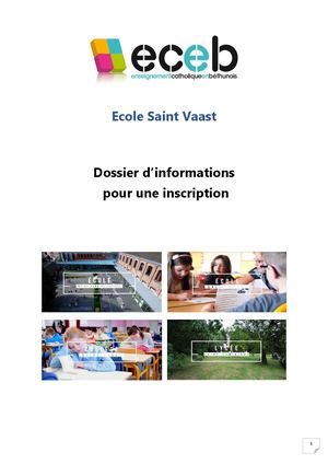 Livret d'information pour l' Ecole St Vaast
