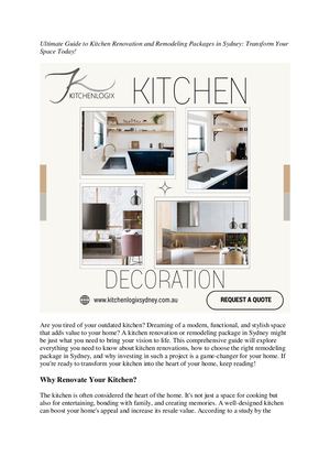 Kitchen Renovation And Remodeling Packages In Sydney