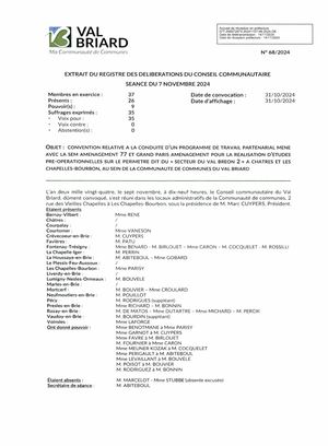 Délibérations Conseil 7 Novembre 2024