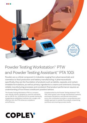 Powder Testing Workstation™ PTW And Powder Testing Assistant™ PTA 100i