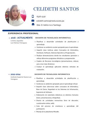 Curriculum Celideth Santos