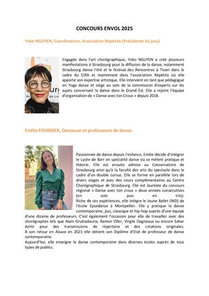 Biographies Jury - concours ENVOL, Danse 2025
