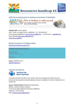 Ressources Handicap 64 Lo Solan - Actualisées 28 Mars 2024