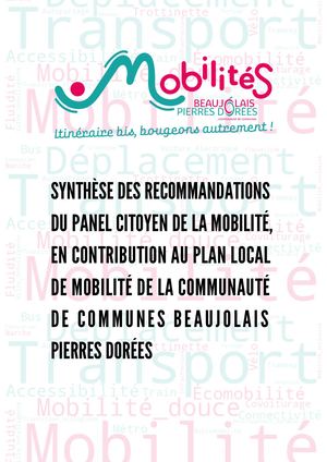 Synthèse des recommandations du panel citoyen de la mobilité de la CCBPD