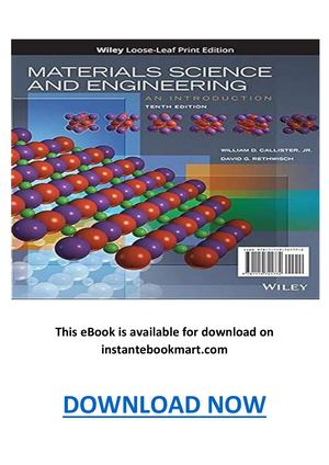 Materials Science And Engineering An Introduction 10th Edition Pdf